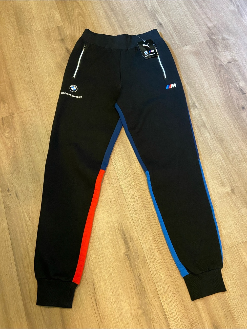 Puma x BMW Motorsport SDS Sweat Pants Mens M Black/Red/Blue Colorblock 531188-04